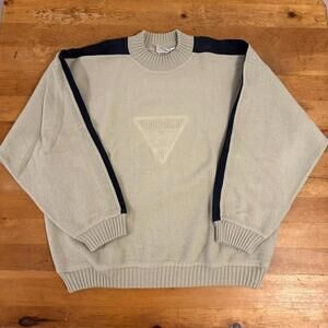 Vintage Wool Sweater Mens Extra Large Beige Vuarnet